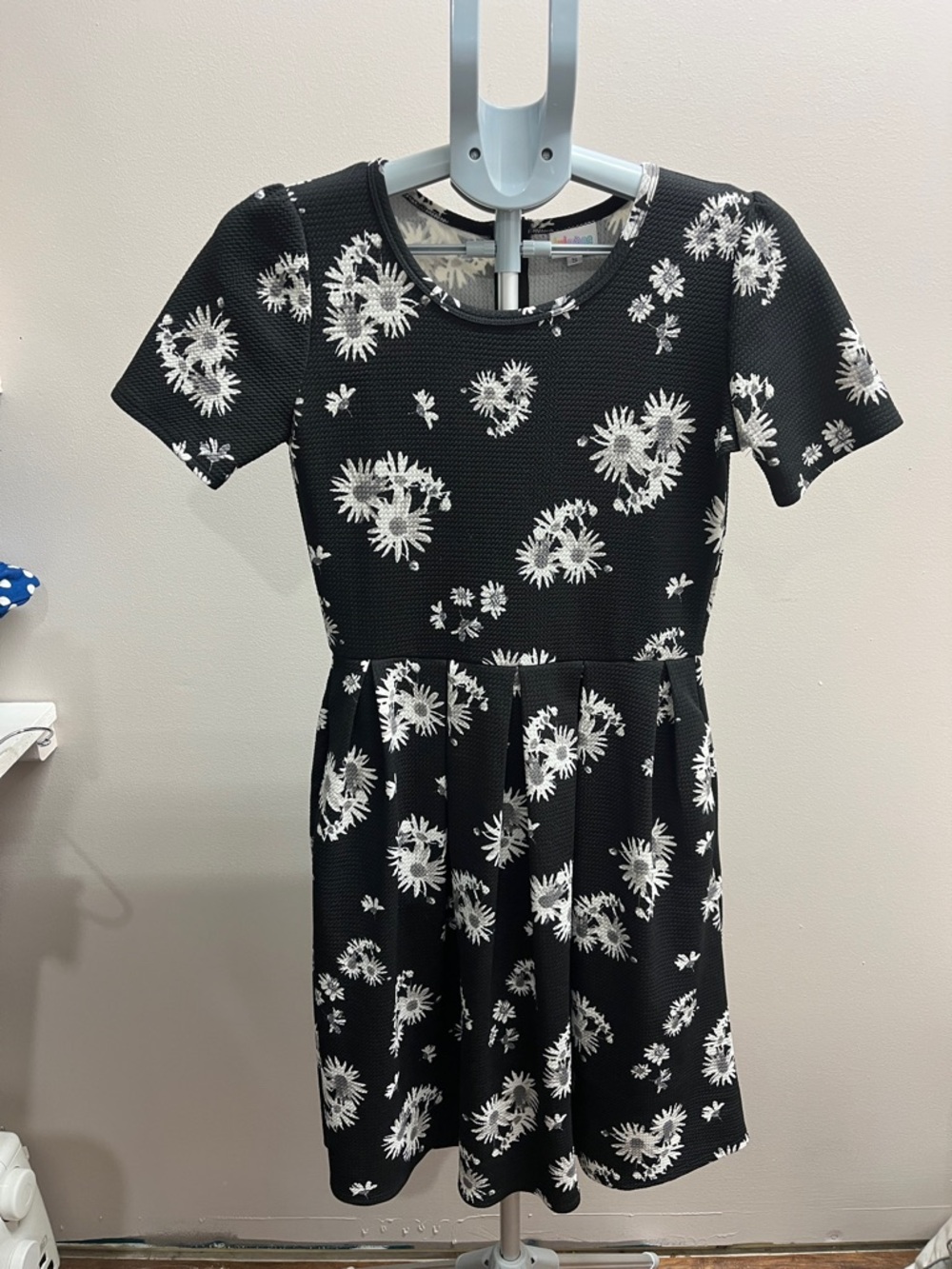 LuLaRoe Black Dress with White Floral Print